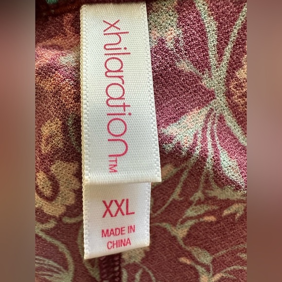 Xhiliration Boho Burgundy and Blue Patterned Strappy Tank Dress NWOT - Picture 5 of 6